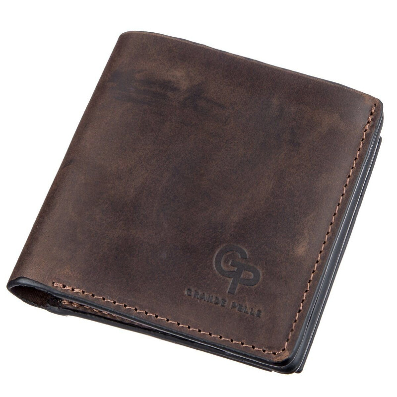 Стильне портмоне унісекс з накладної монетницьою GRANDE PELLE Коричнева