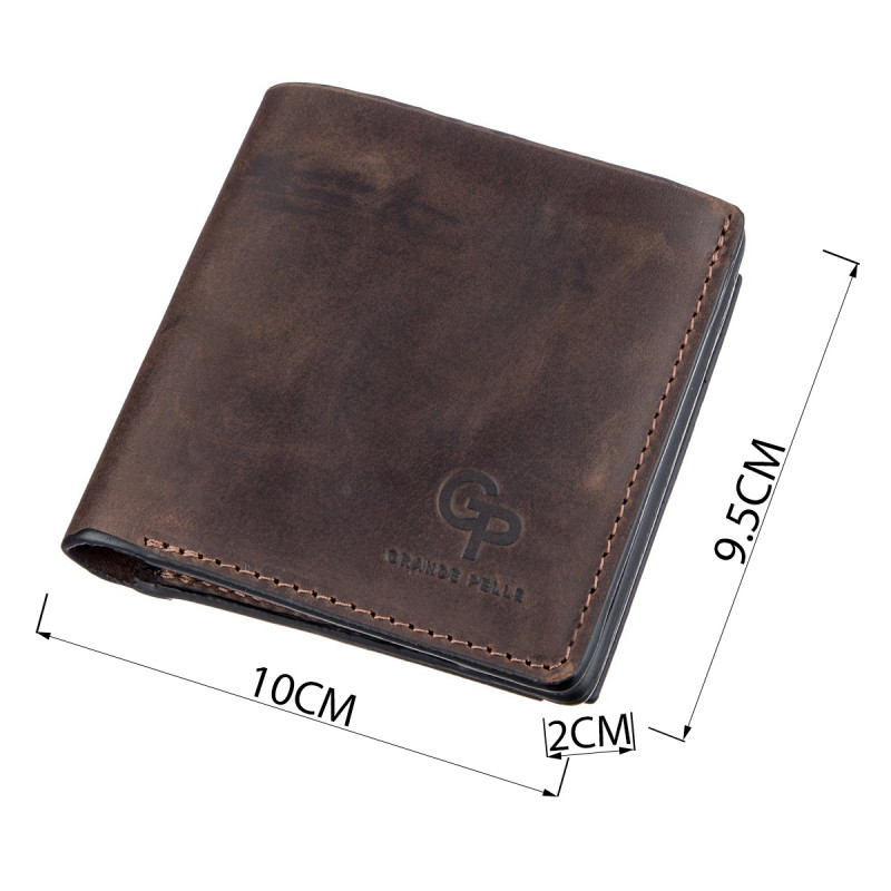 Стильне портмоне унісекс з накладної монетницьою GRANDE PELLE Коричнева