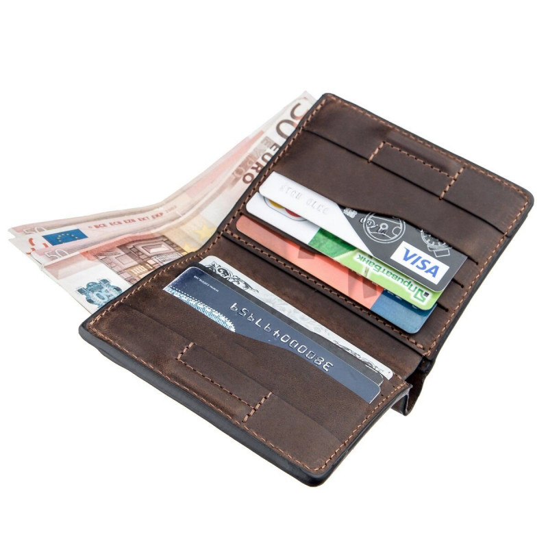 Стильне портмоне унісекс з накладної монетницьою GRANDE PELLE Коричнева