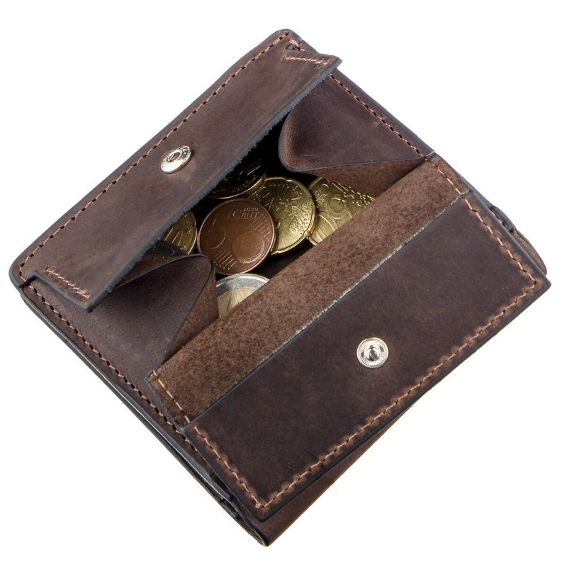 Стильне портмоне унісекс з накладної монетницьою GRANDE PELLE Коричнева