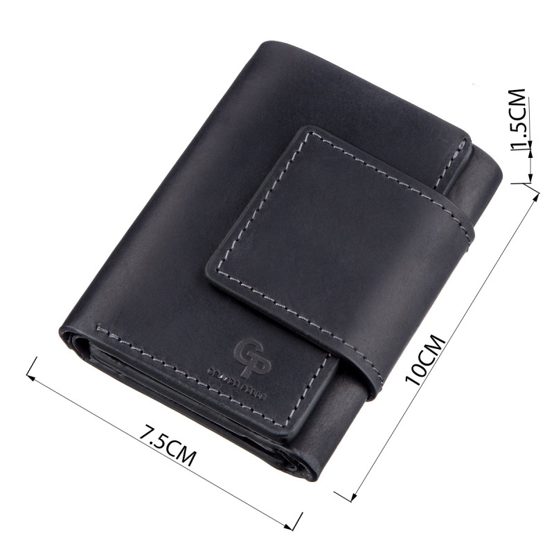 Суворе компактне портмоне унісекс на магніті GRANDE PELLE Чорне