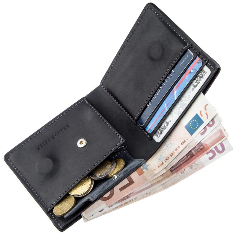 Функциональное портмоне унисекс на магните GRANDE PELLE Черное