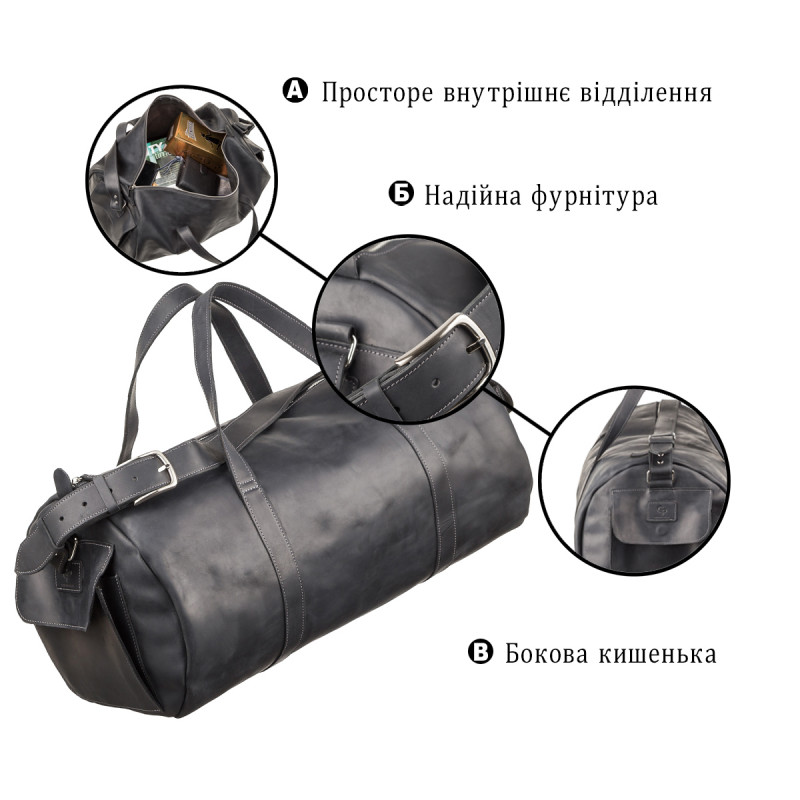 Сумка дорожная Grande Pelle из винтажной кожи Черная