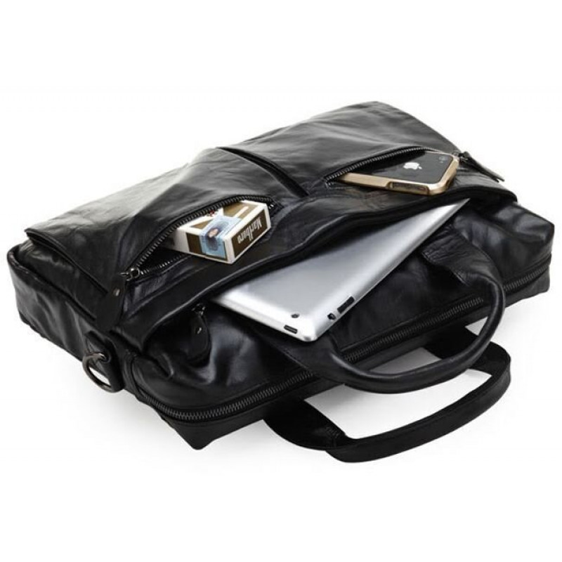 Сумка мужская Vintage для ноутбука и документов Черная