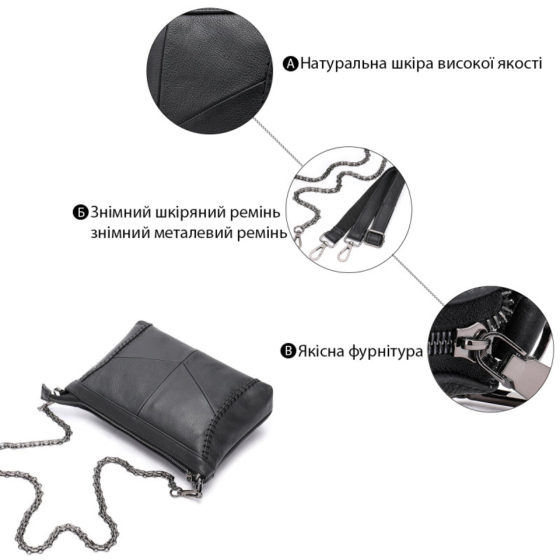 Сумка женская кожаная на одно отделение Vintage Черная