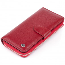 Вертикальный вместительный кошелек из кожи женский ST Leather Бордовый