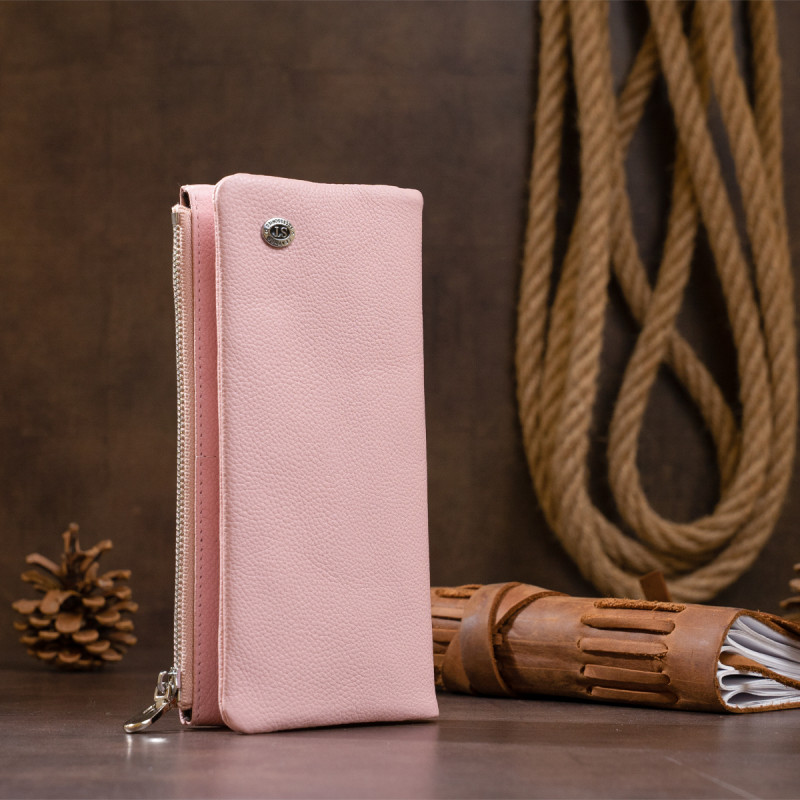 Вертикальный кошелек на кнопке женский ST Leather Розовый