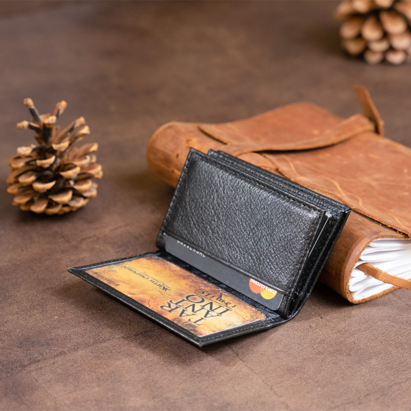 Визитница-книжка ST Leather Черная