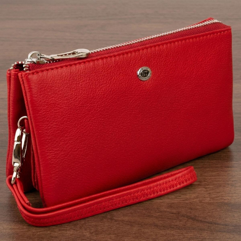 Місткий клатч з двох частин жіночий ST Leather Червоний