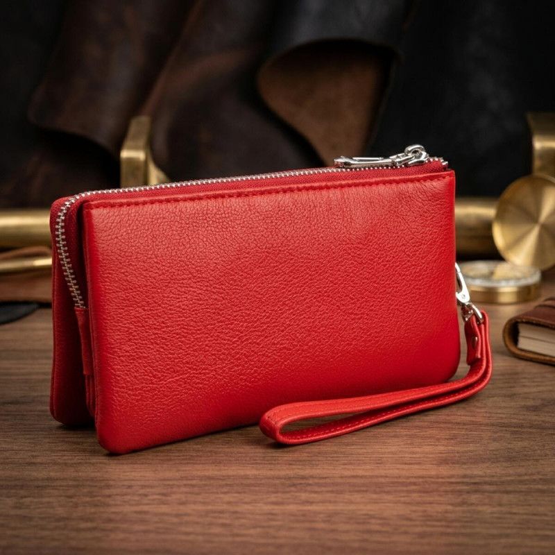 Місткий клатч з двох частин жіночий ST Leather Червоний