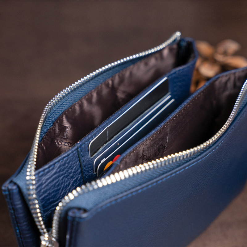 Вместительный клатч на два отделения женский ST Leather Синий