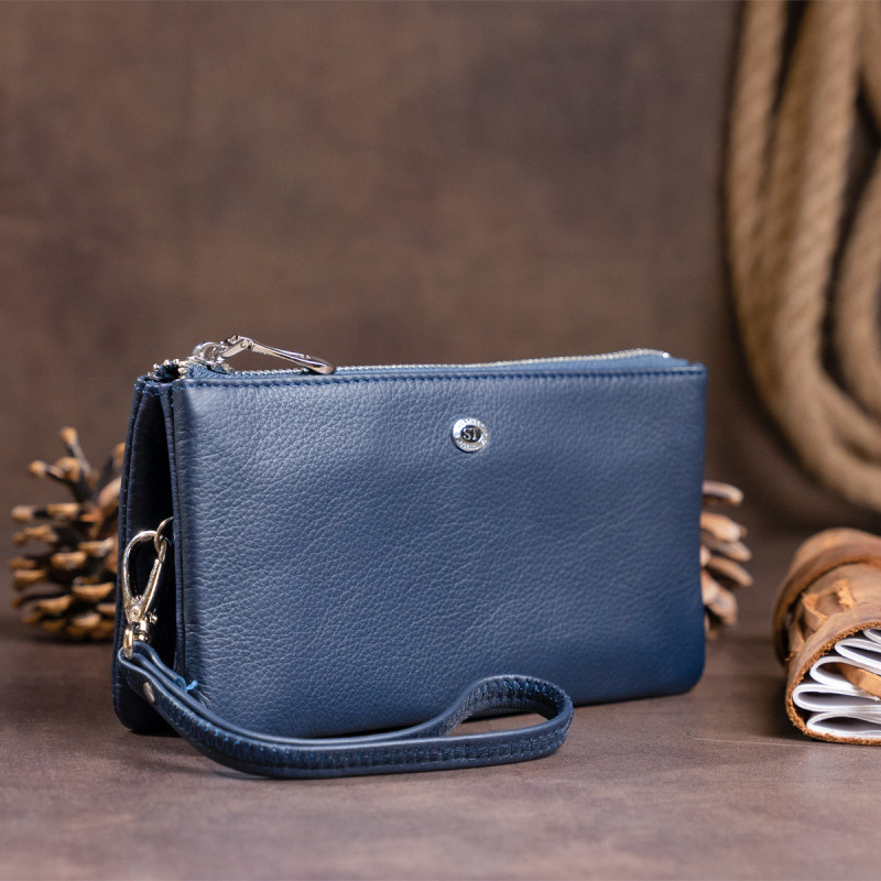 Вместительный клатч на два отделения женский ST Leather Синий