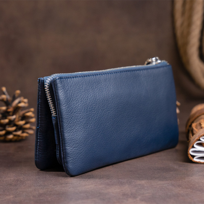 Вместительный клатч на два отделения женский ST Leather Синий