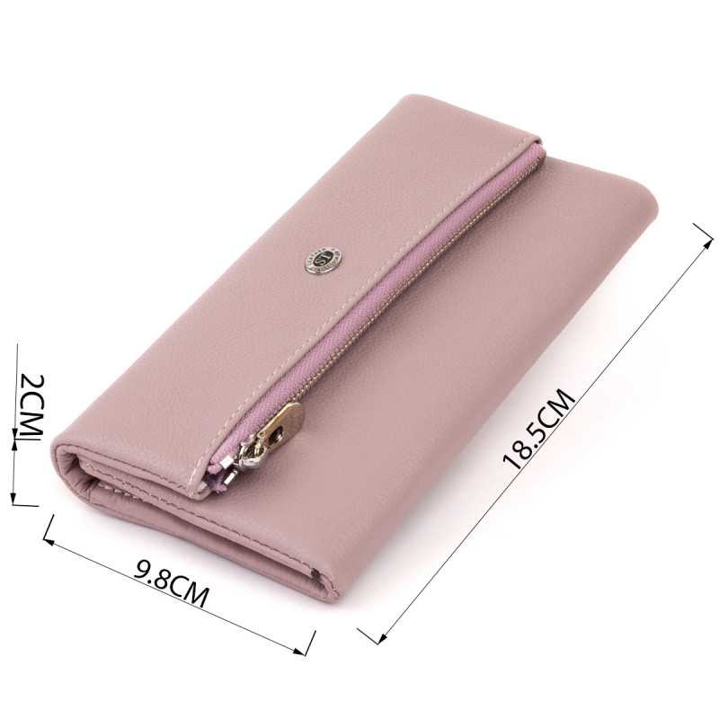 Клатч конверт с карманом для мобильного кожаный женский ST Leather Лиловый
