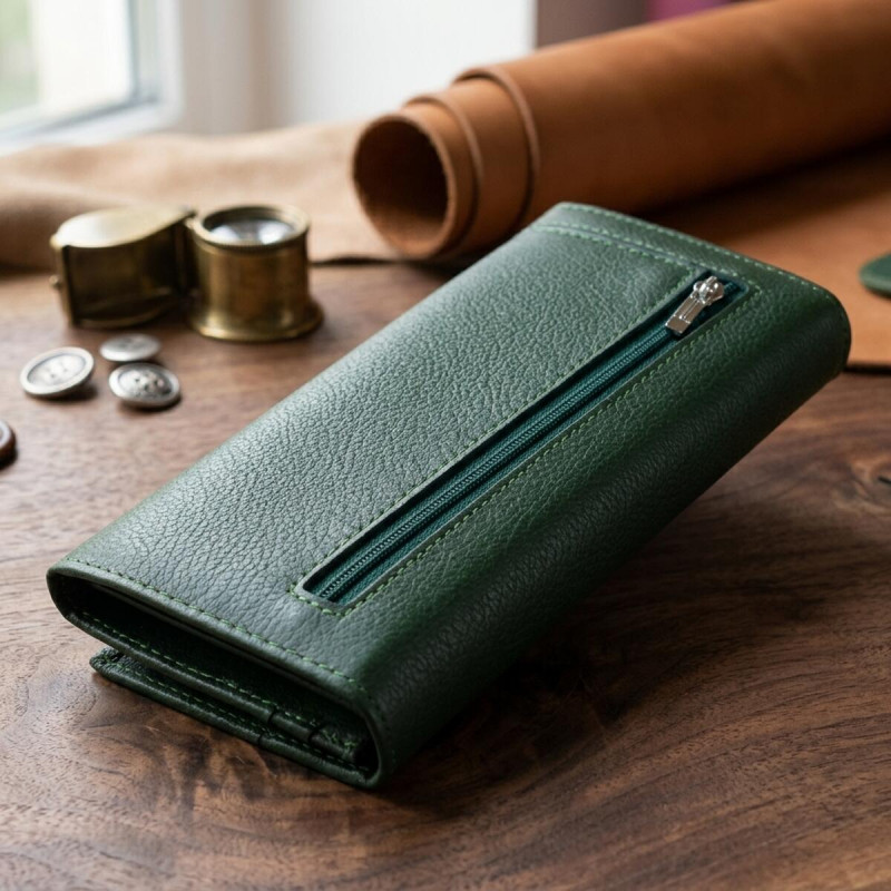 Гаманець на магнітах з клапаном жіночий ST Leather Зелений