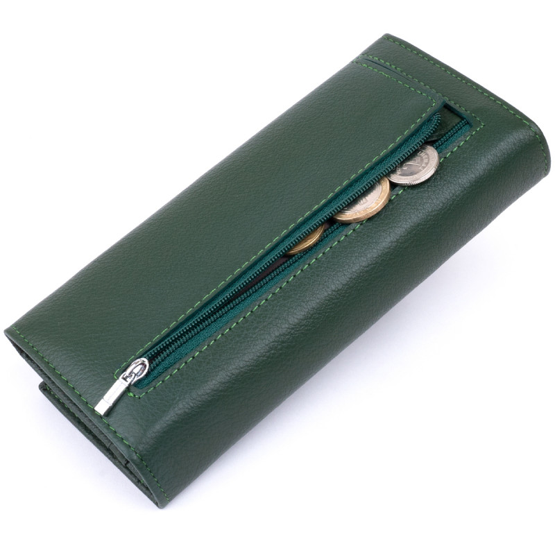 Кошелек на магнитах с клапаном женский ST Leather Зеленый