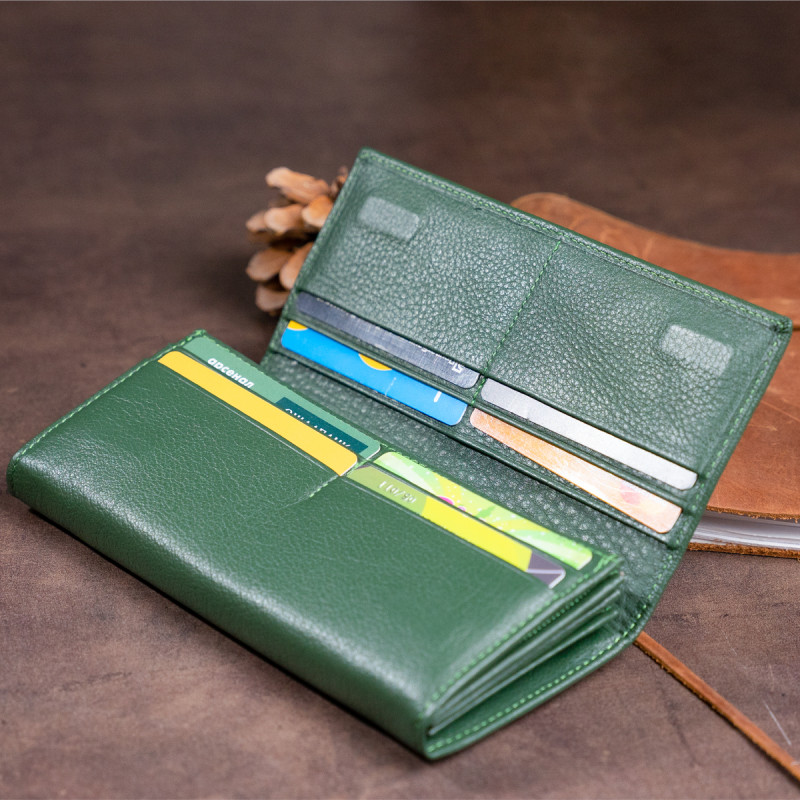 Кошелек на магнитах с клапаном женский ST Leather Зеленый