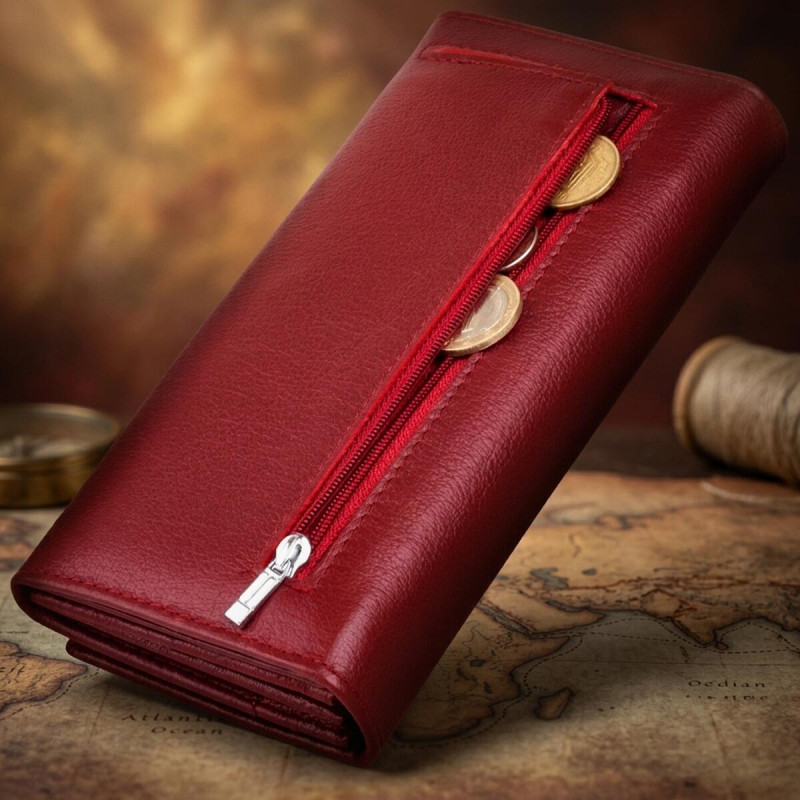 Гаманець на магнітах з клапаном жіночий ST Leather Бордовий
