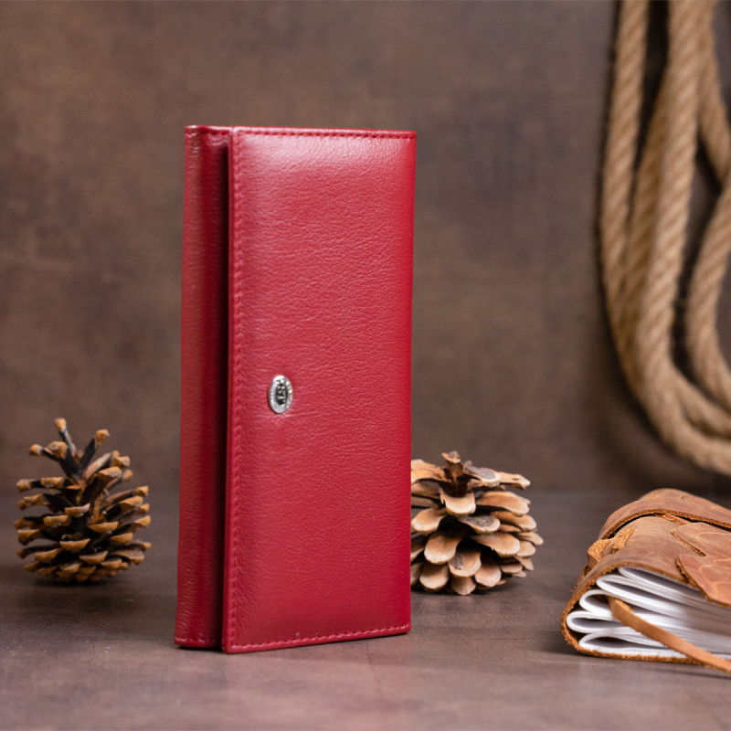 Гаманець на магнітах з клапаном жіночий ST Leather Бордовий
