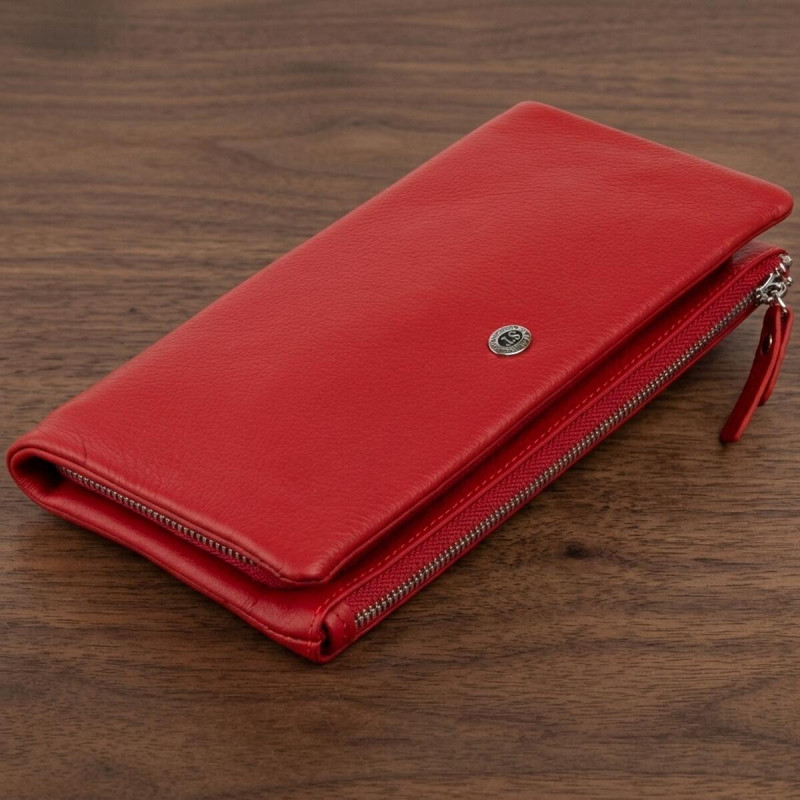 Гаманець-клатч зі шкіри з кишенею для мобільного ST Leather Червоний