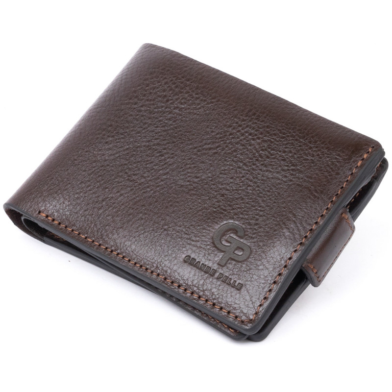 Портмоне горизонтальне Amico на магніті на два відділення GRANDE PELLE Коричневе