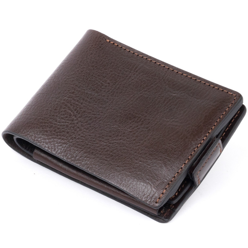 Портмоне горизонтальне Amico на магніті на два відділення GRANDE PELLE Коричневе