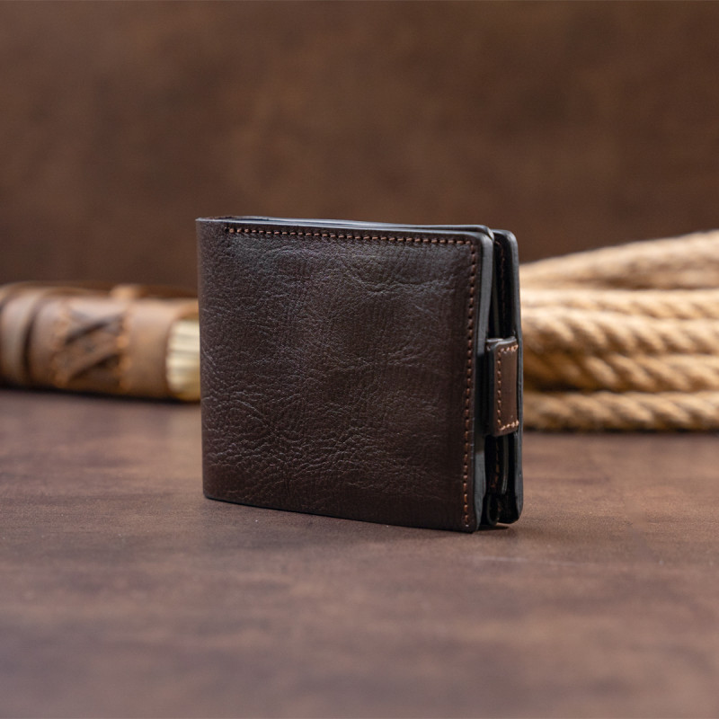 Портмоне горизонтальне Amico на магніті на два відділення GRANDE PELLE Коричневе