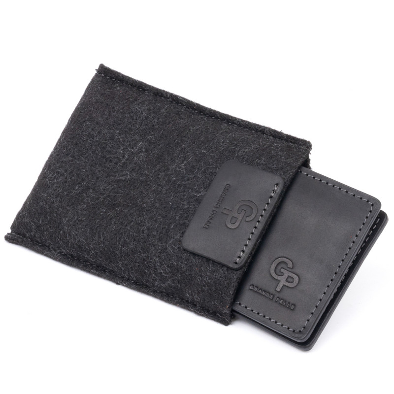 Стильне портмоне з затискачем для грошей без застібки вінтажний GRANDE PELLE Чорне