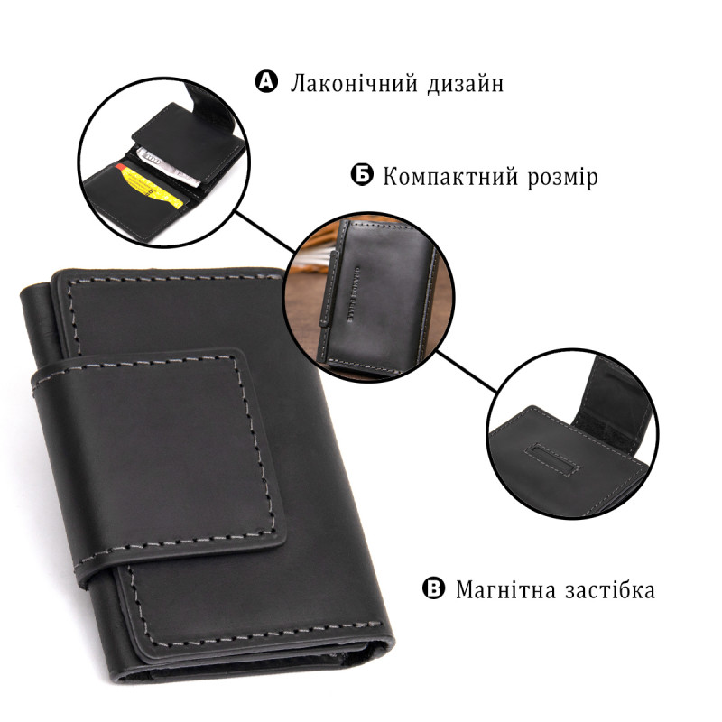 Кожаная визитница GRANDE PELLE Черный
