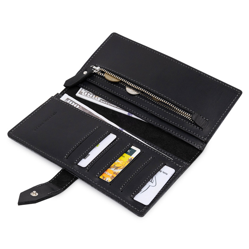 Стильне матове чоловіче портмоне GRANDE PELLE Чорний