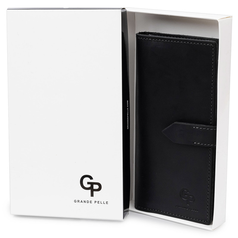 Стильне матове чоловіче портмоне GRANDE PELLE Чорний