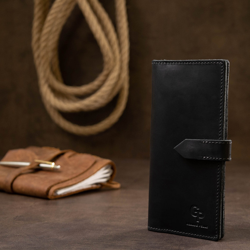 Стильне матове чоловіче портмоне GRANDE PELLE Чорний