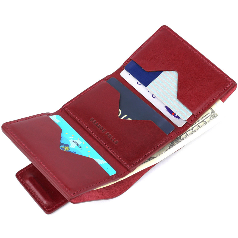 Практичне жіноче портмоне Grande Pelle Бордовий