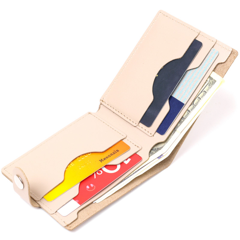 Стильне шкіряне портмоне Shvigel Бежевий