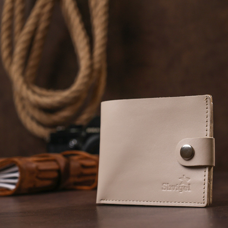 Стильне шкіряне портмоне Shvigel Бежевий