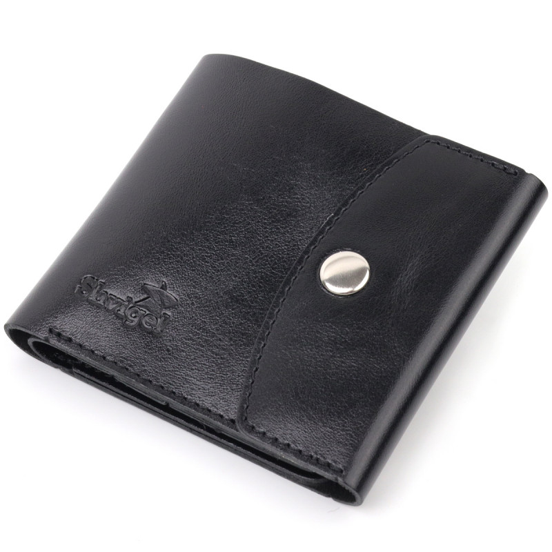 Мужское глянцевое кожаное портмоне Shvigel Черный