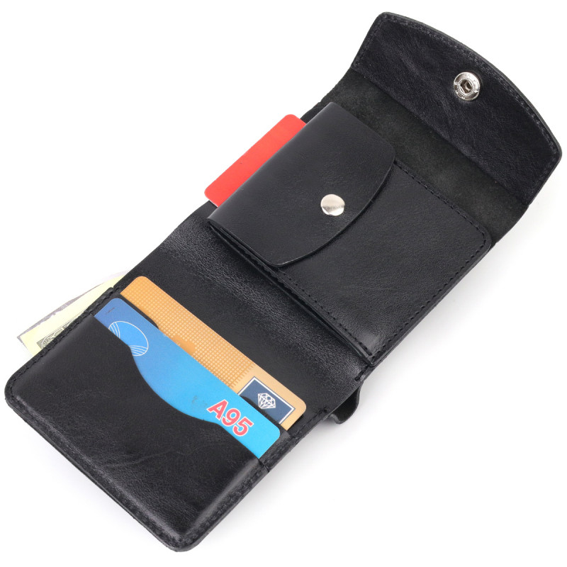 Мужское глянцевое кожаное портмоне Shvigel Черный