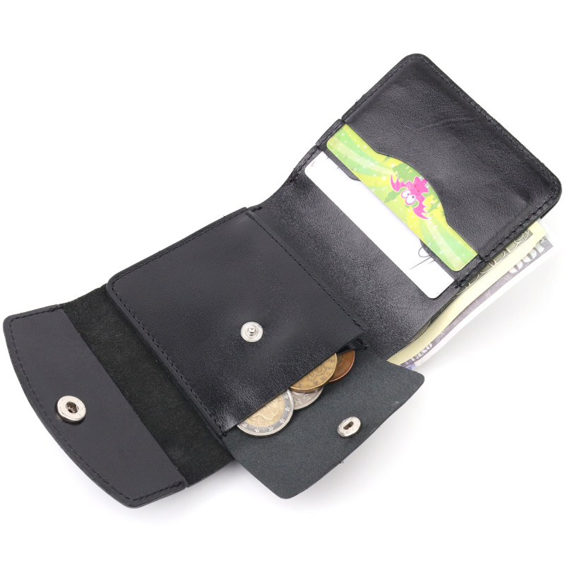 Мужское глянцевое кожаное портмоне Shvigel Черный