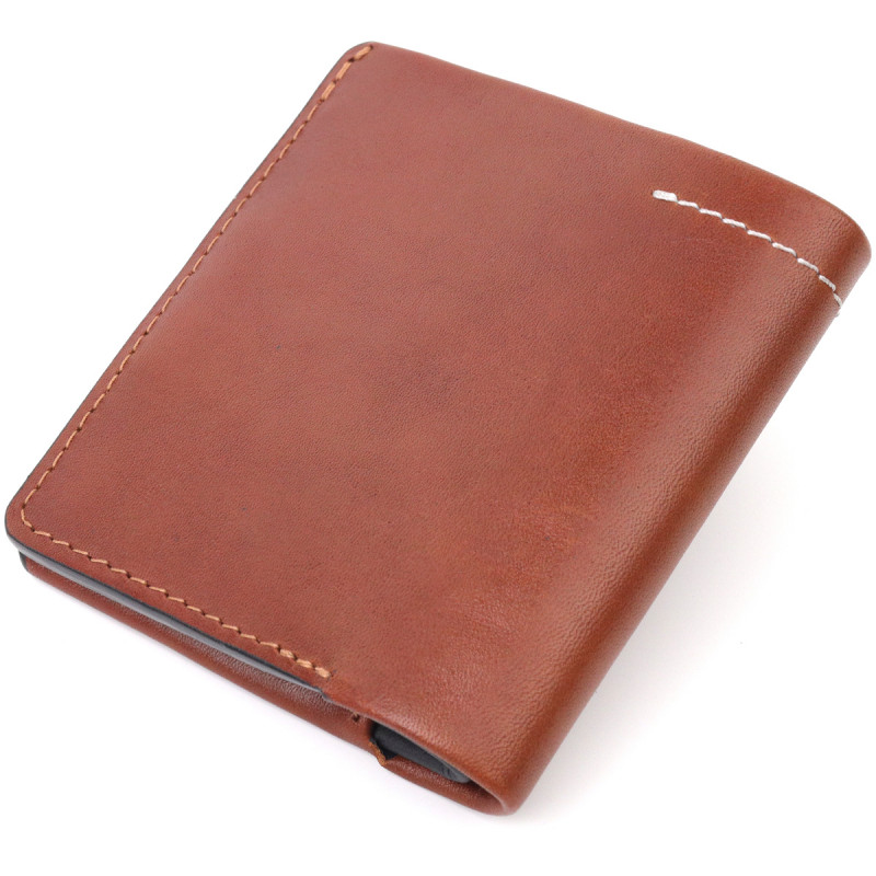 Чудовий шкіряний чоловічий гаманець Grande Pelle Коричневий