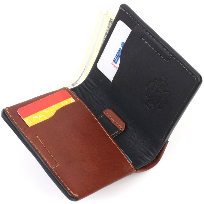 Чудовий шкіряний чоловічий гаманець Grande Pelle Коричневий