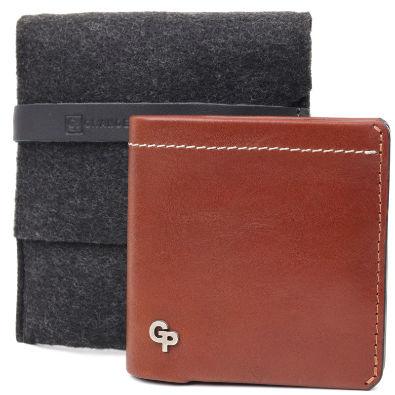 Чудовий шкіряний чоловічий гаманець Grande Pelle Коричневий