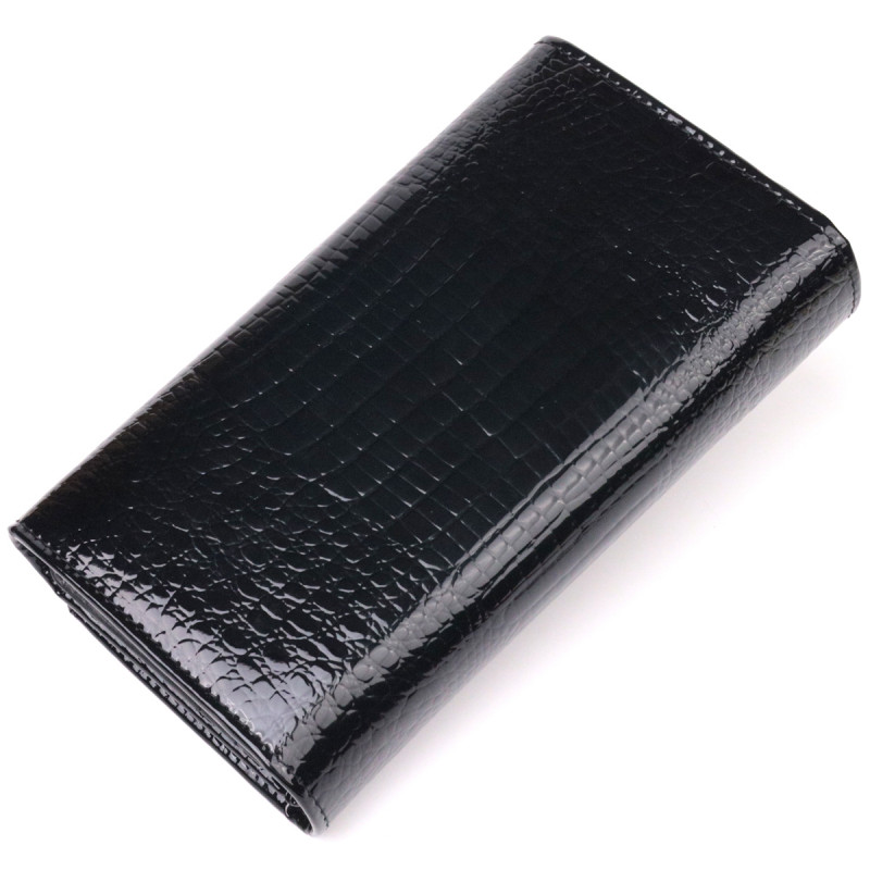 Лаковый женский кошелек с визитницей ST Leather Черный