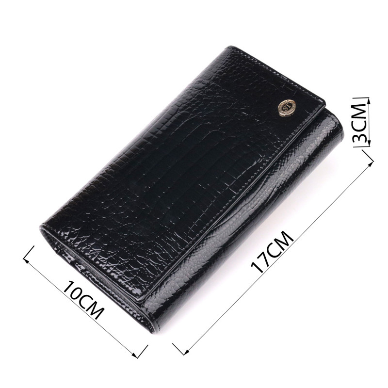 Лаковый женский кошелек с визитницей ST Leather Черный