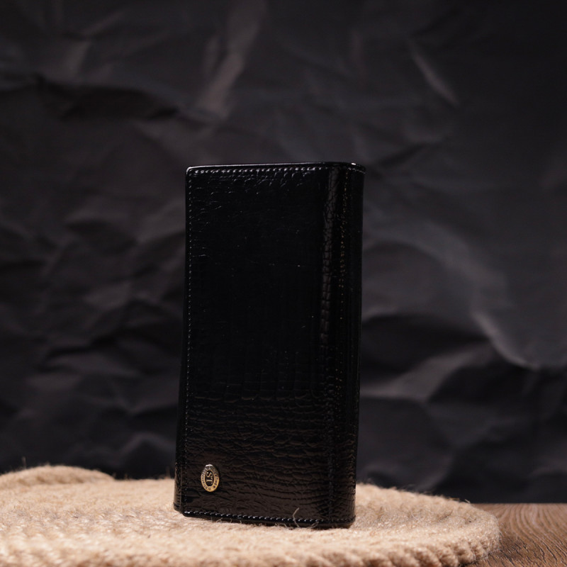 Лаковый женский кошелек с визитницей ST Leather Черный