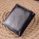 Компактный бумажник для денег из натуральной гладкой кожи ST Leather Черный
