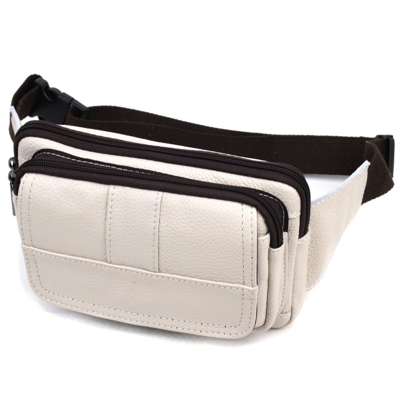 Сумка на пояс із натуральної шкіри Vintage Біла