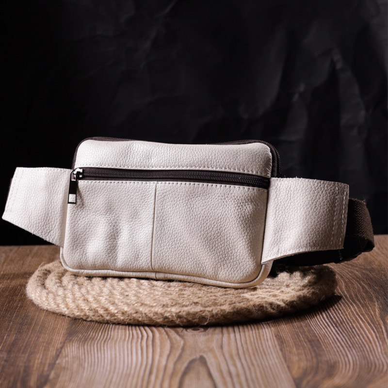 Сумка на пояс із натуральної шкіри Vintage Біла