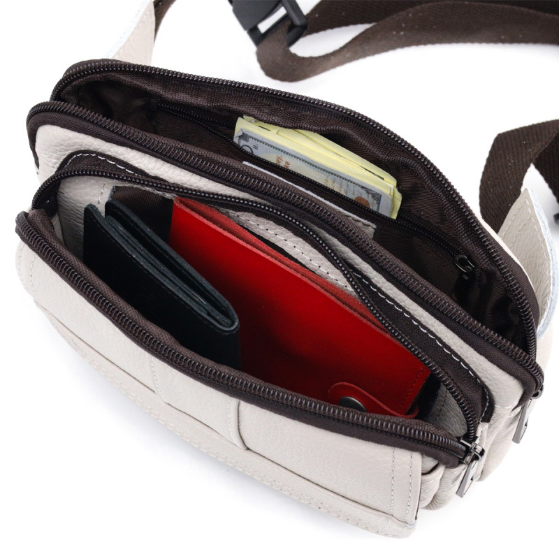 Сумка на пояс із натуральної шкіри Vintage Біла