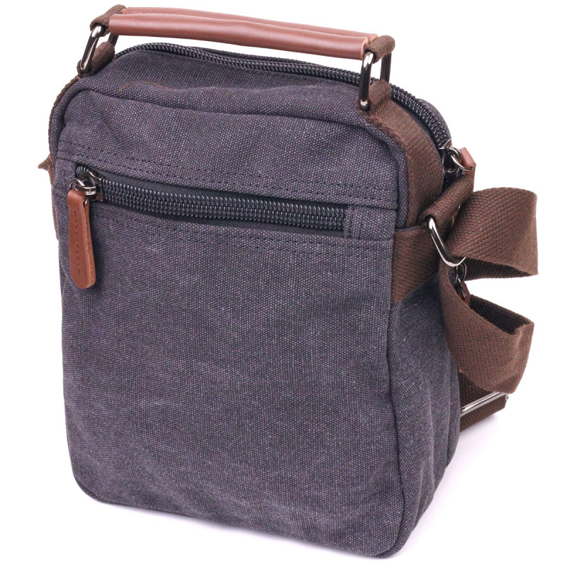 Стильна чоловіча сумка із щільного текстилю Vintage Чорна