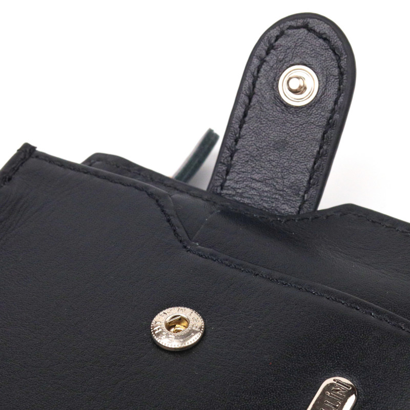 Стильный мужской горизонтальный кошелек из натуральной гладкой кожи CANPELLINI Черный